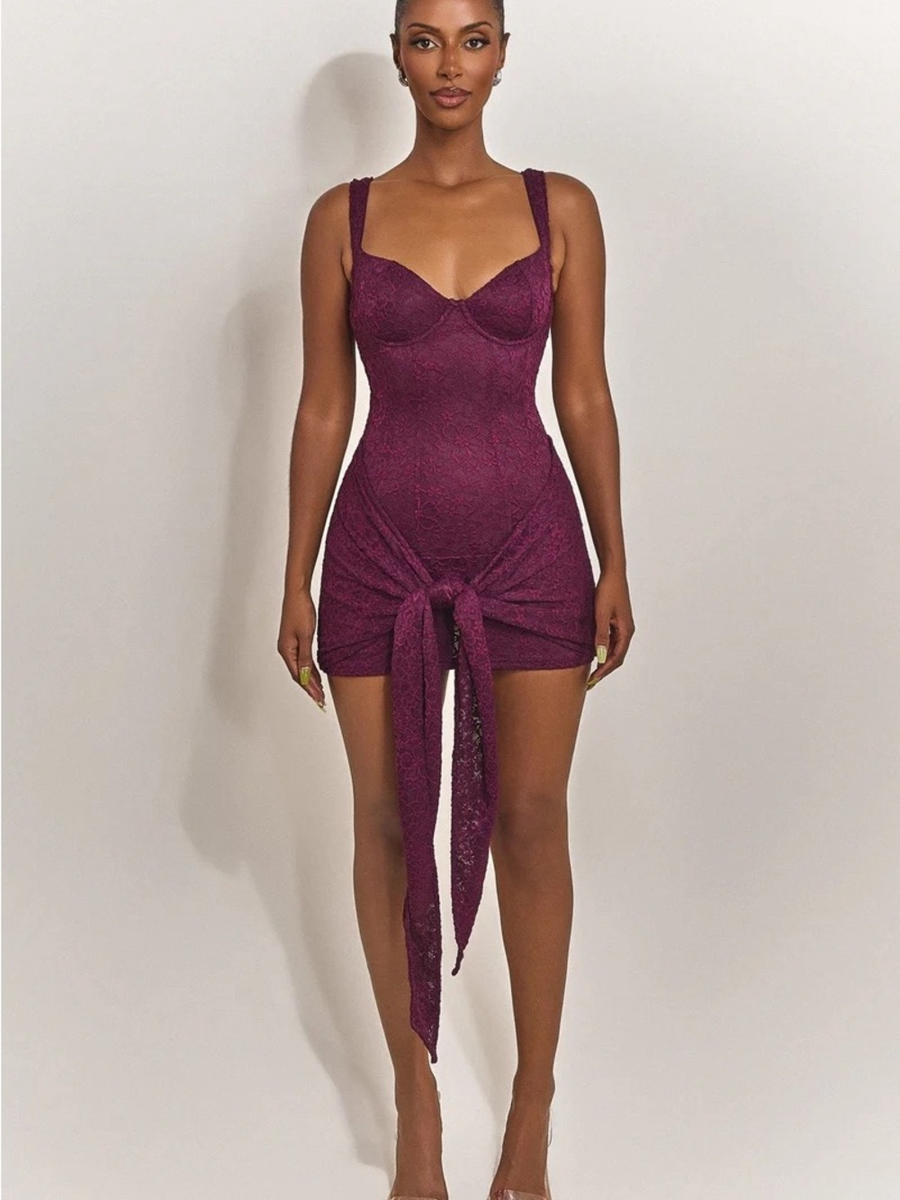 MARSTHELABEL TIE FRONT LACE MINI DRESS - US 10